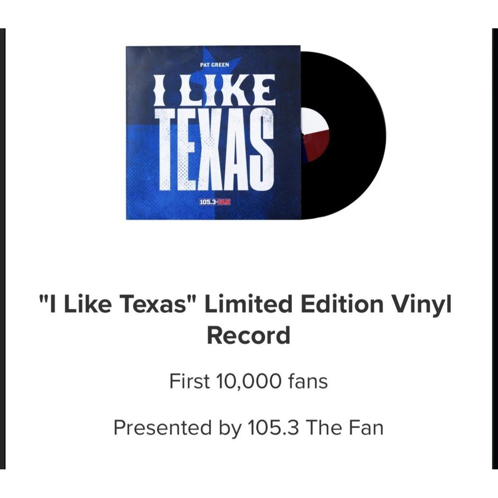 New Texas Rangers I Like Texas Vinyl Record Pat Green SGA 8/7/26